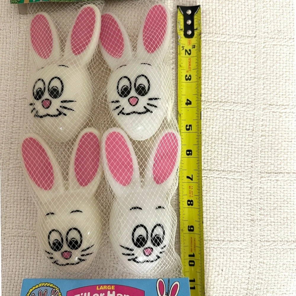VTG Sun Hill Fill or Hang Bunny Eggs Large‎ Plastic Easter Decor 4pk 90s Kitsch